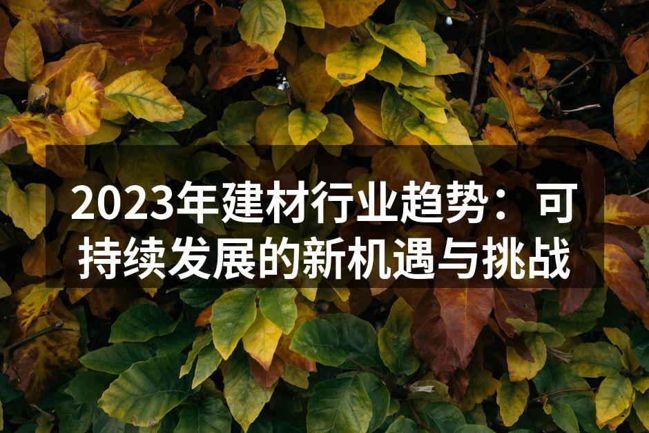 2023年建材行业趋势：可持续发展的新机遇与挑战
